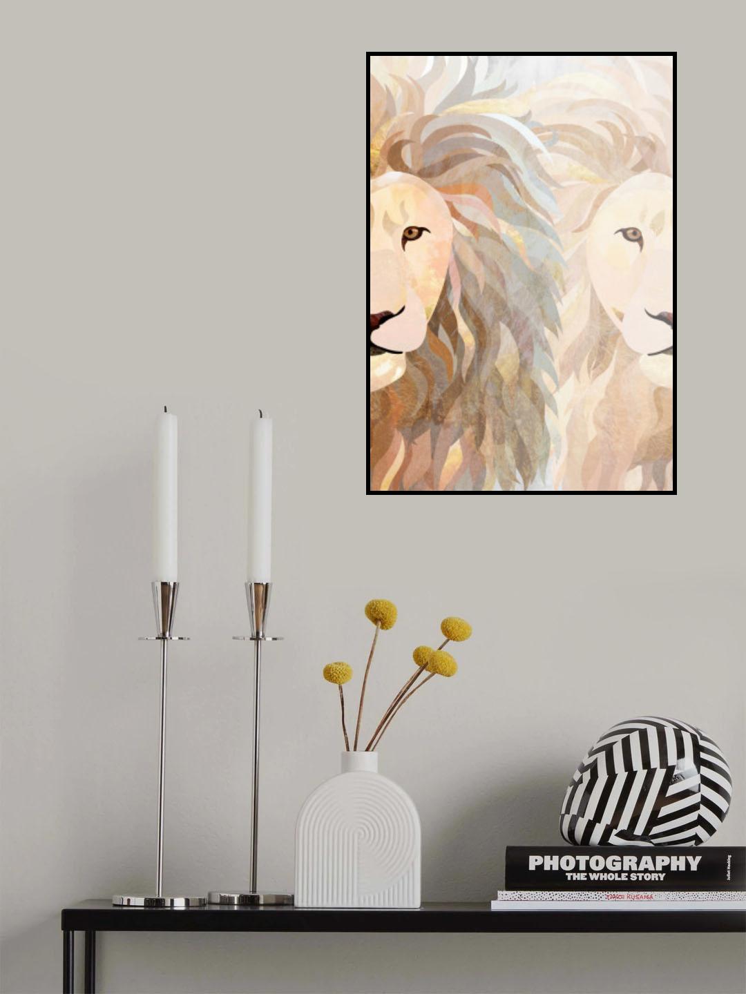Lion half face 2 Poster och Canvastavla