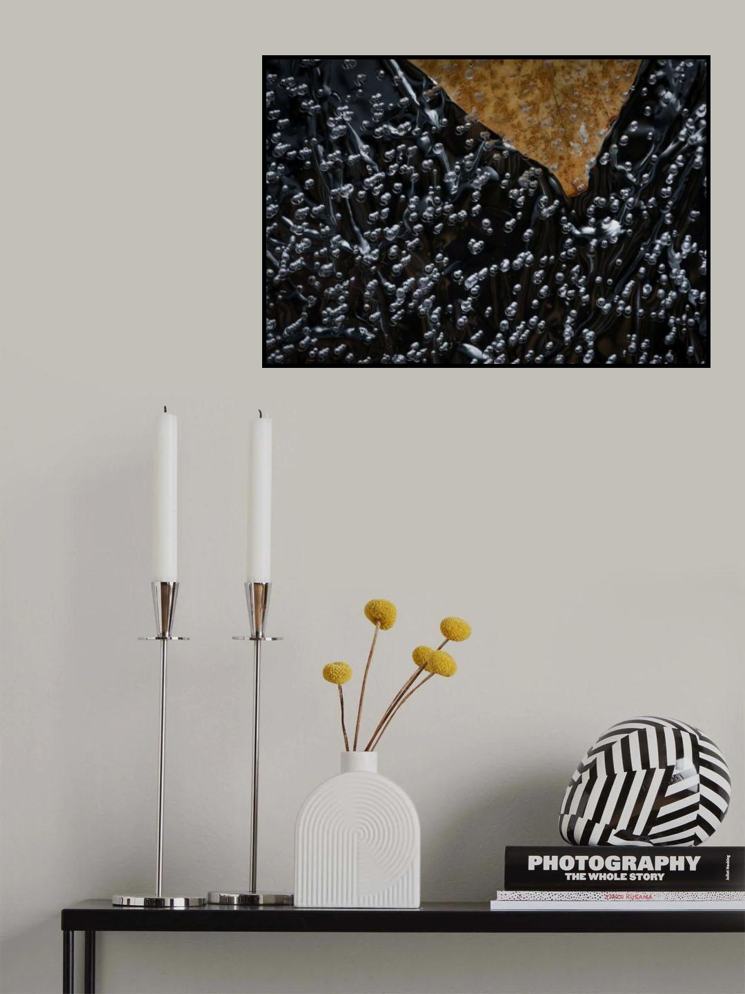 Leaves in frozen water Poster och Canvastavla