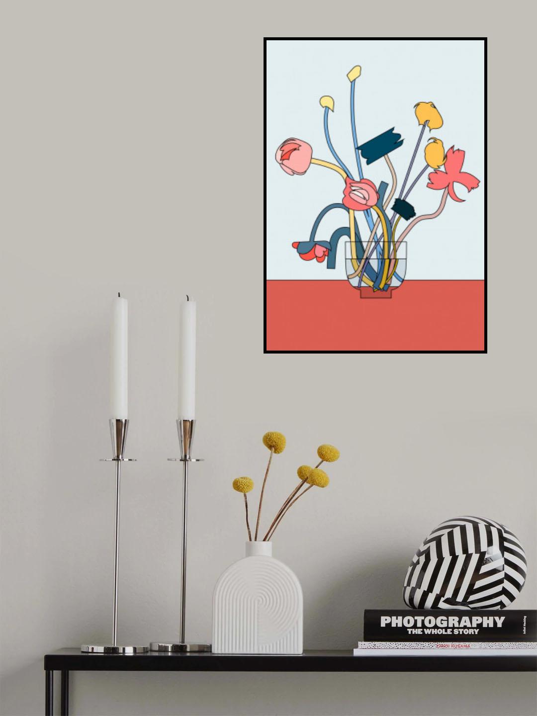 Flowers in a glass vase Poster och Canvastavla