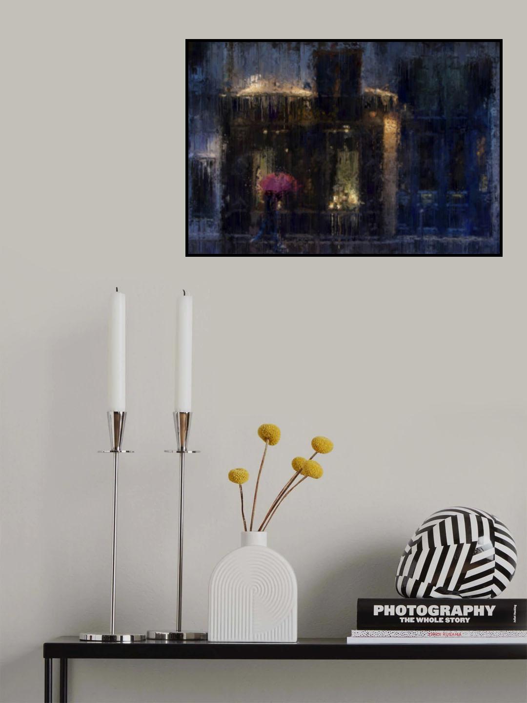 Impressions of a Rainy Evening Poster och Canvastavla