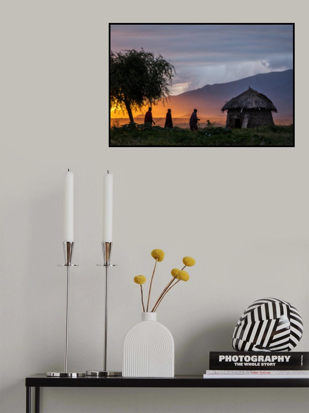 Masai Village Poster och Canvastavla