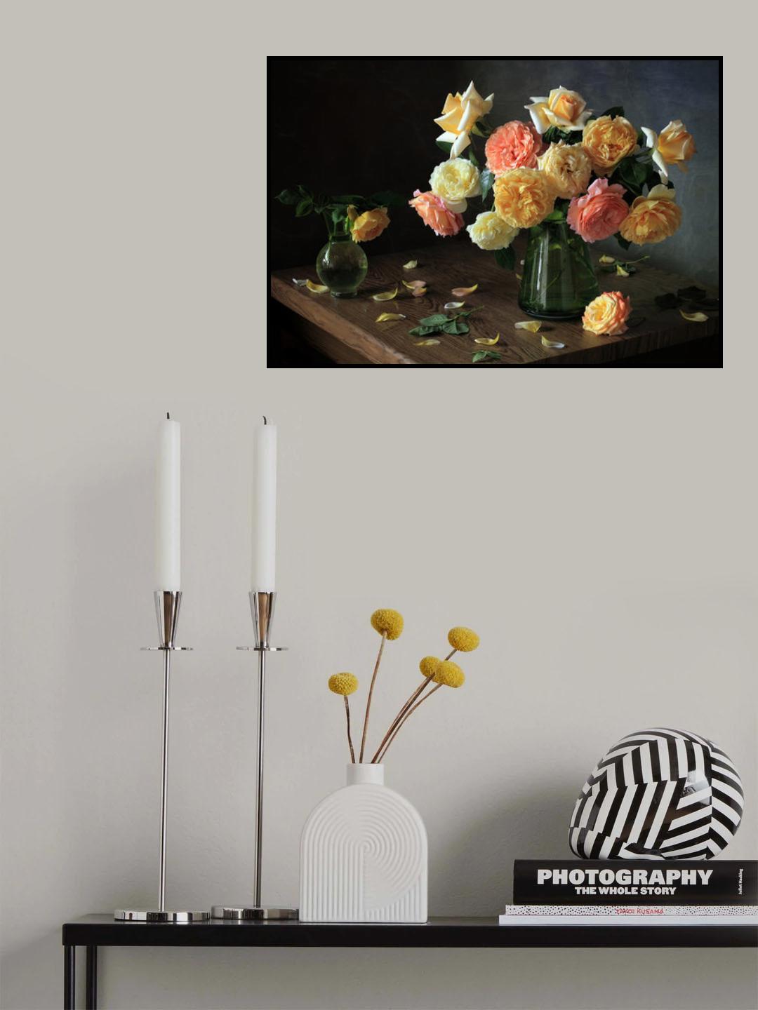 Still life with garden roses Poster och Canvastavla