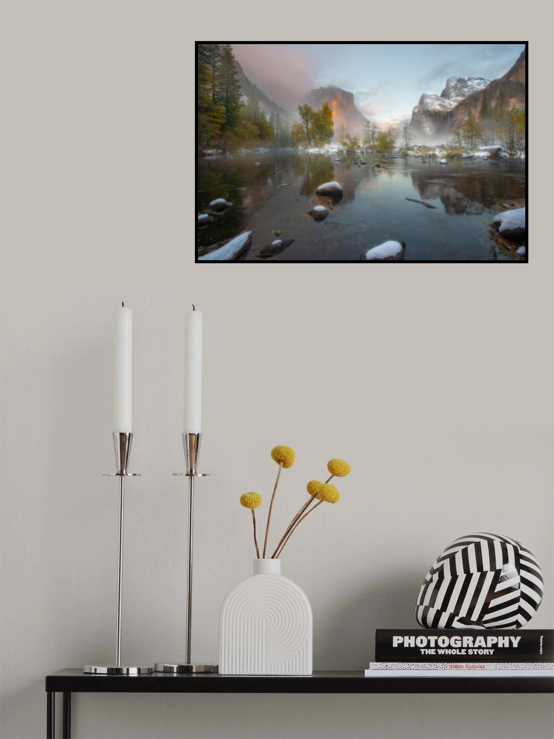 Fall color with fog Poster och Canvastavla