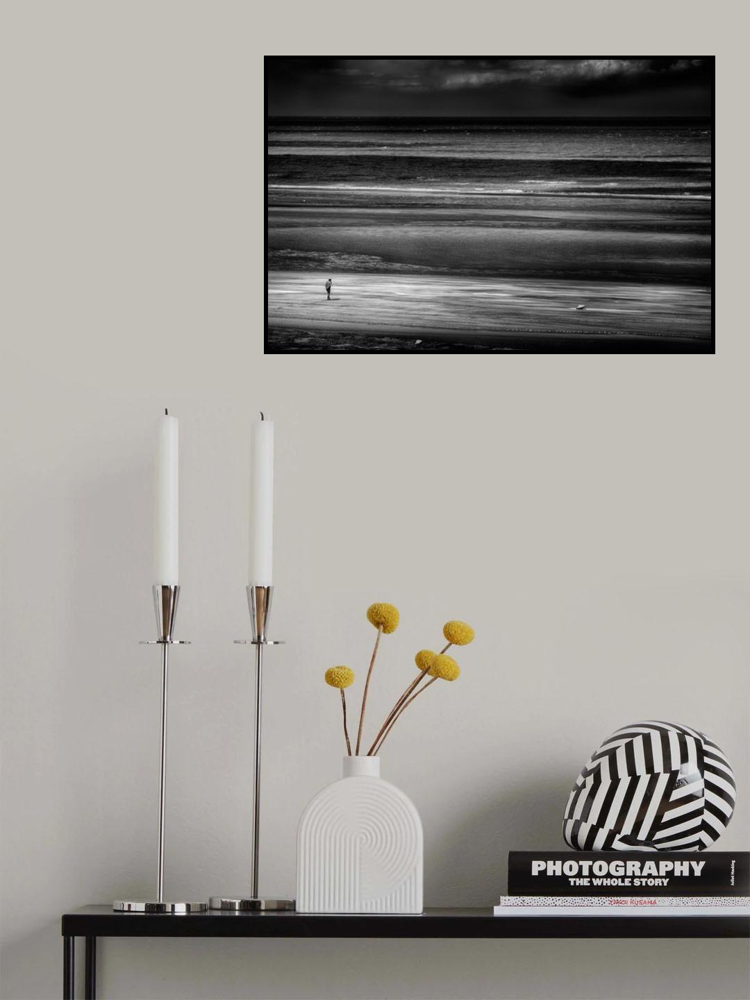 A lonely man on the beach. North France. Poster och Canvastavla