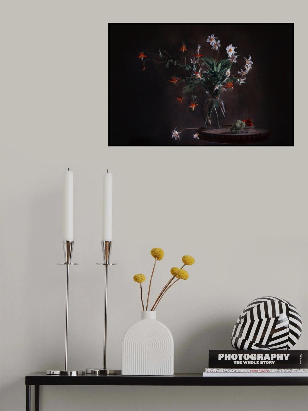Orange and white litter flowers Poster och Canvastavla