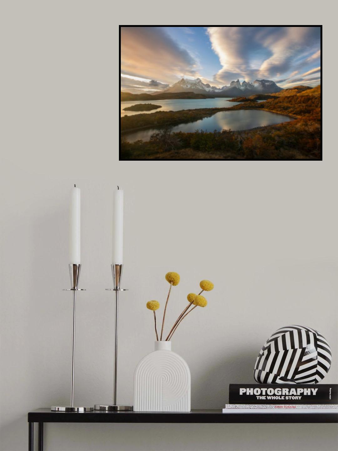 Golden lights at Terra del Paine Poster och Canvastavla