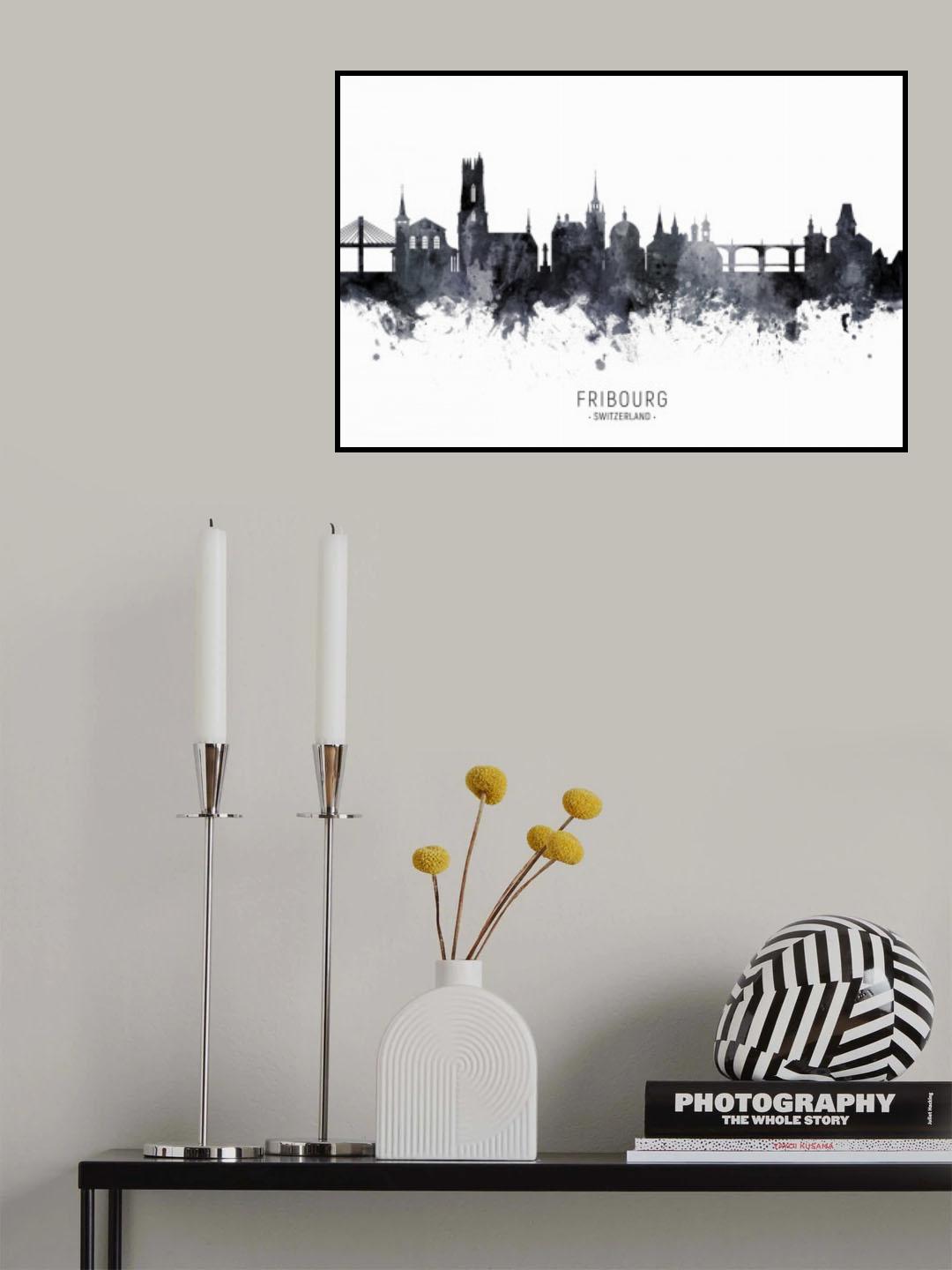 Fribourg Switzerland Skyline Poster och Canvastavla