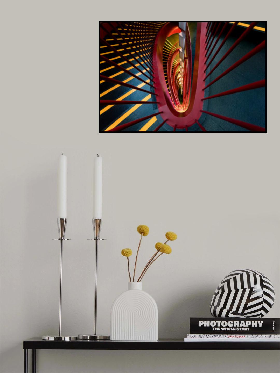 Red spiral ladder Poster och Canvastavla