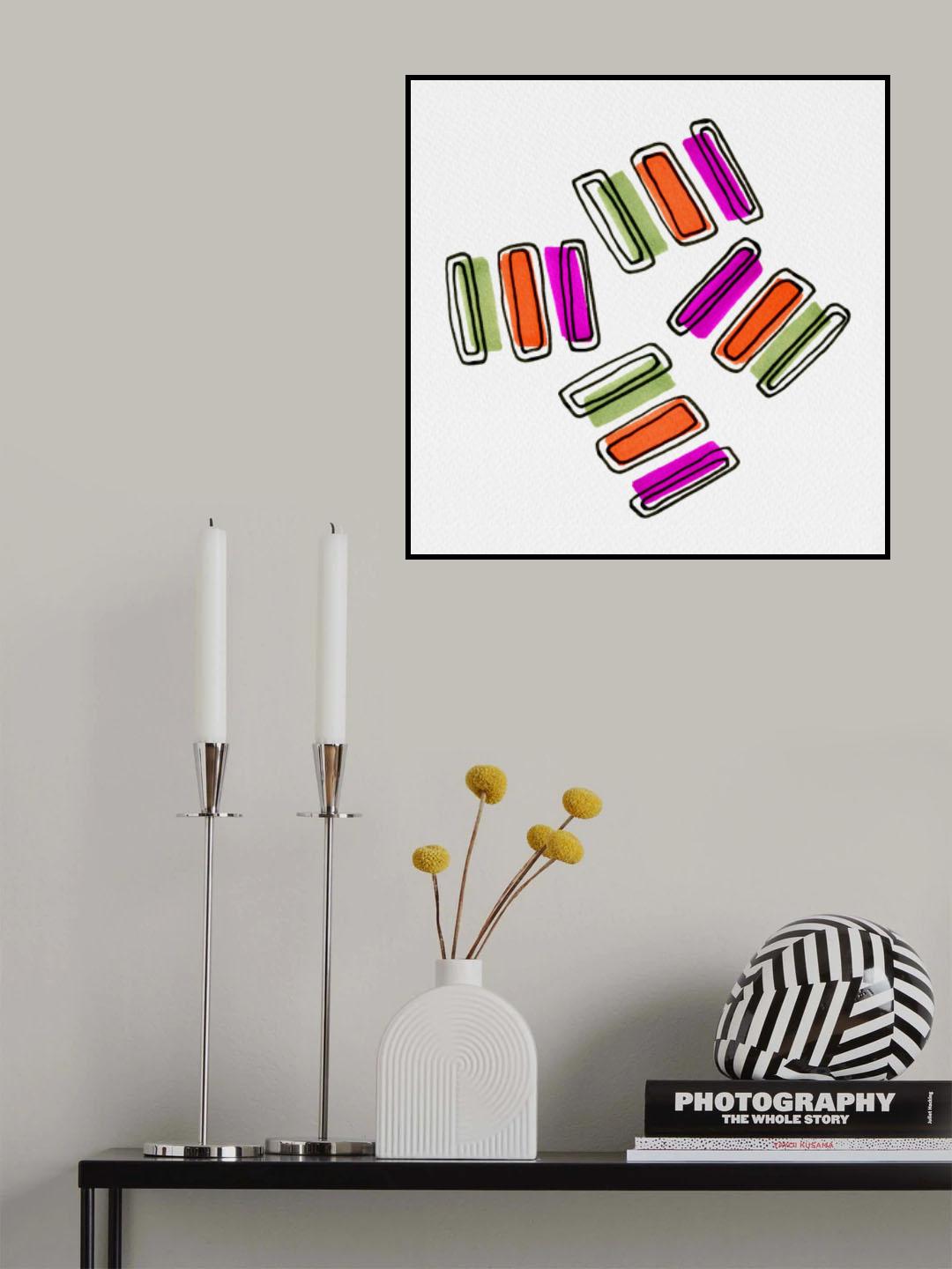 Rectangle Shapes Groupie Green Purple Orange Poster och Canvastavla