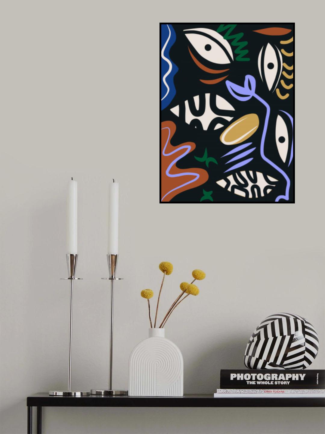 Evil Eyes Dark Abstract Poster och Canvastavla