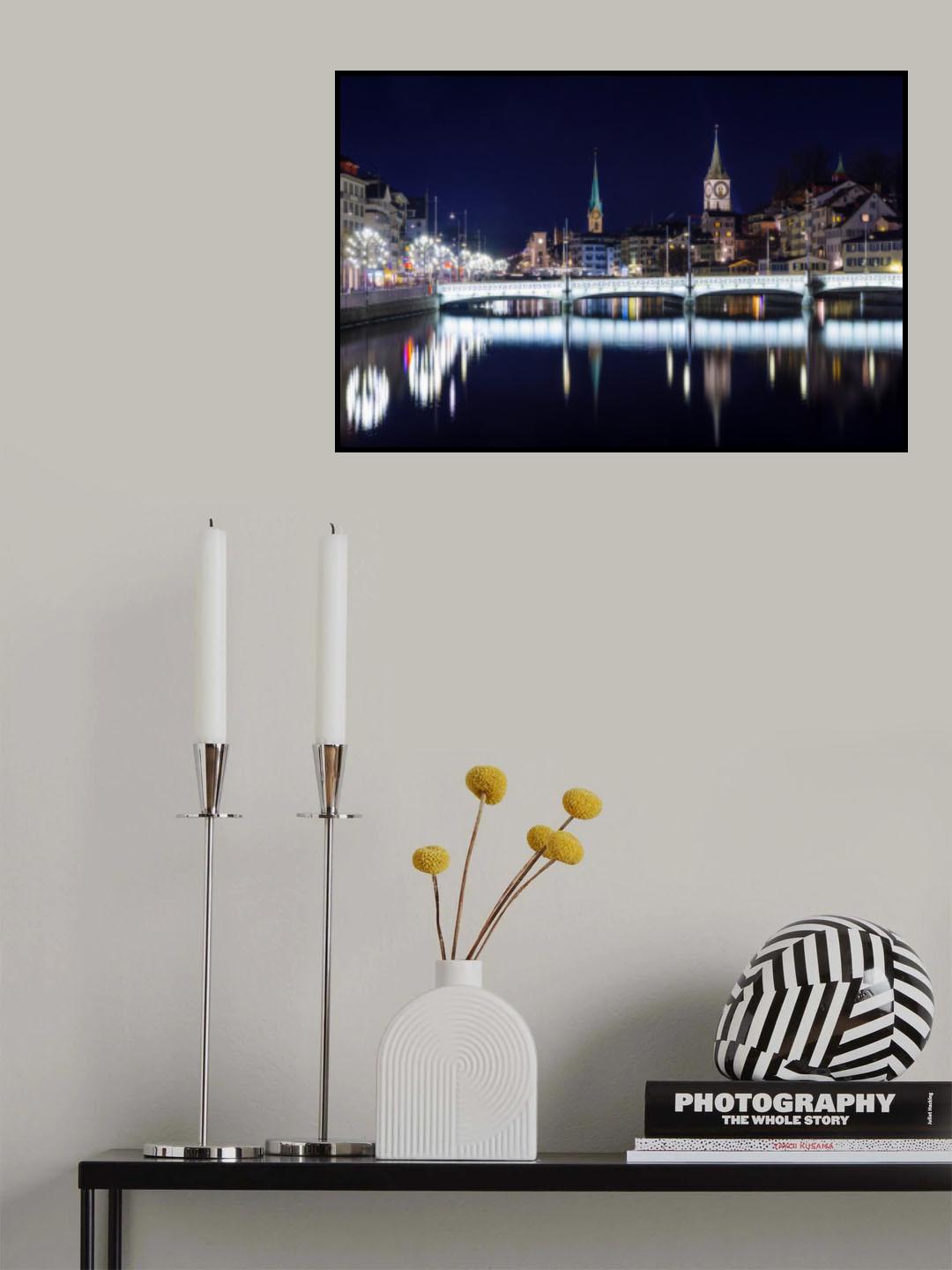 Zurich by Night Poster och Canvastavla