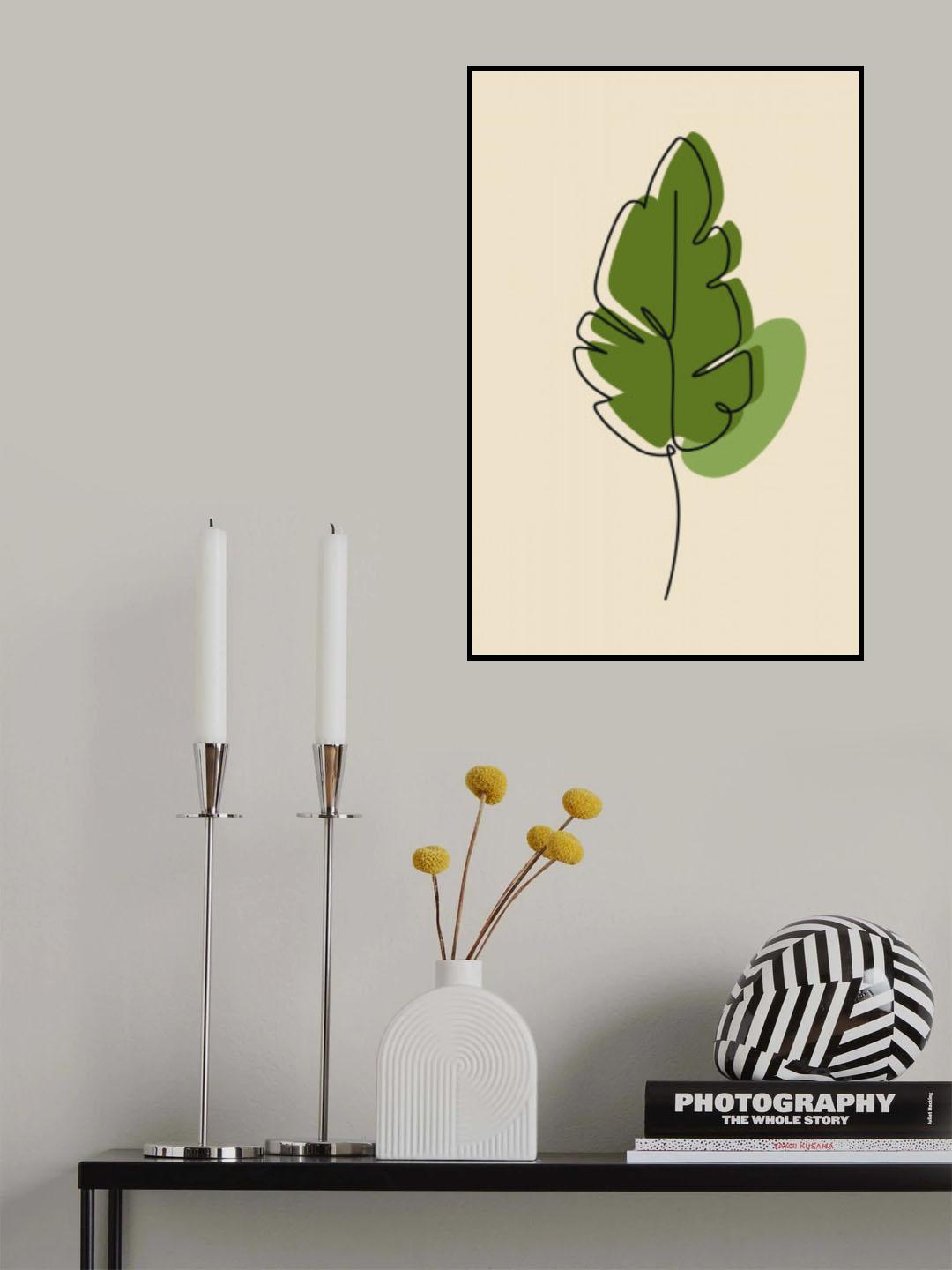 Abstract One Line Leaf Drawing Iii Poster och Canvastavla