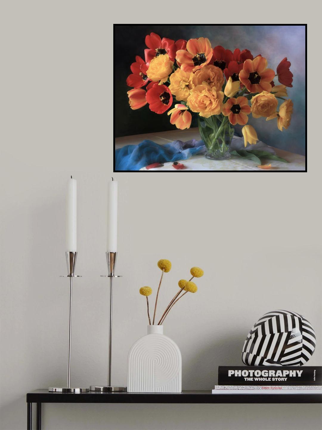 Still life with a bouquet of tulips Poster och Canvastavla