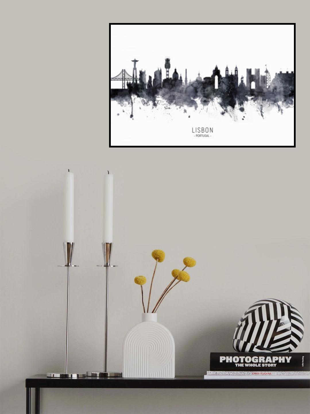 Lisbon Portugal Skyline Poster och Canvastavla