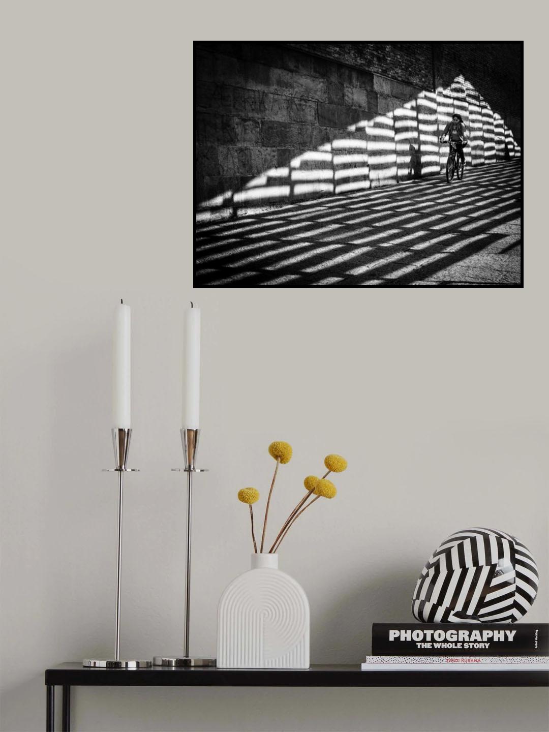 Cyclist between lights Poster och Canvastavla