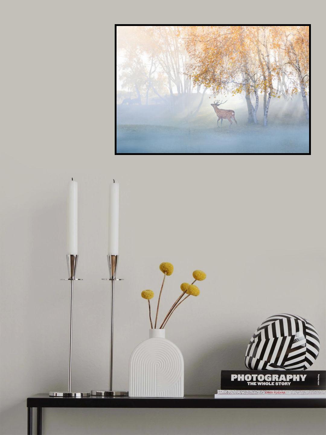 Elk Lost in Mist Poster och Canvastavla