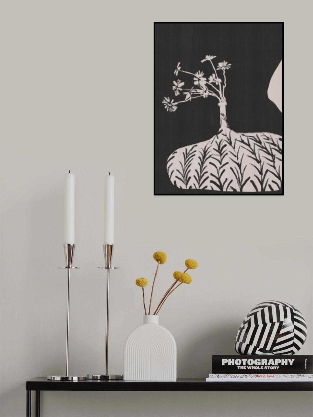 Plump Vase With Slender Flowers Poster och Canvastavla