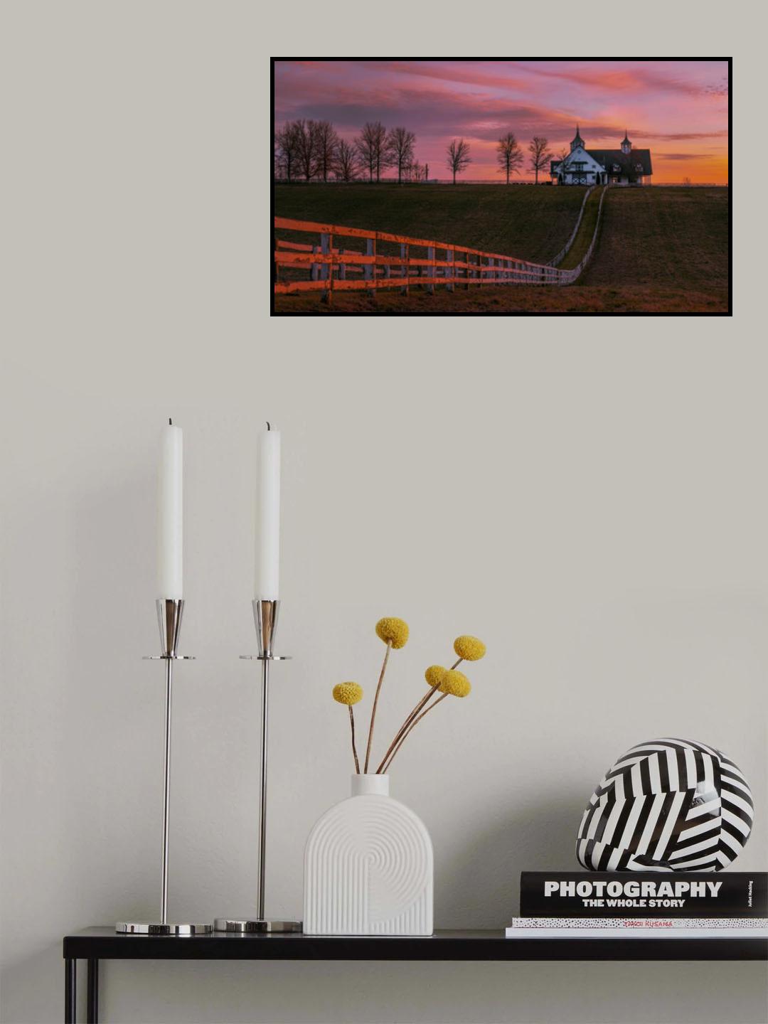 Sunset Over Manchester Farm Poster och Canvastavla