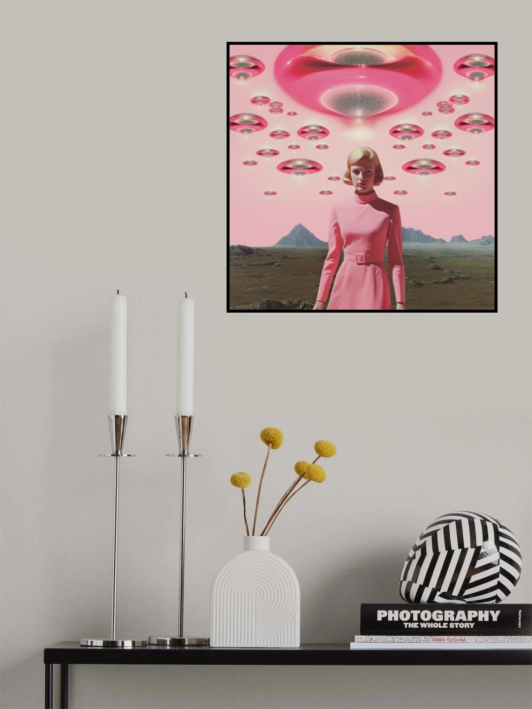 Surreal UFO Collage Art Poster och Canvastavla