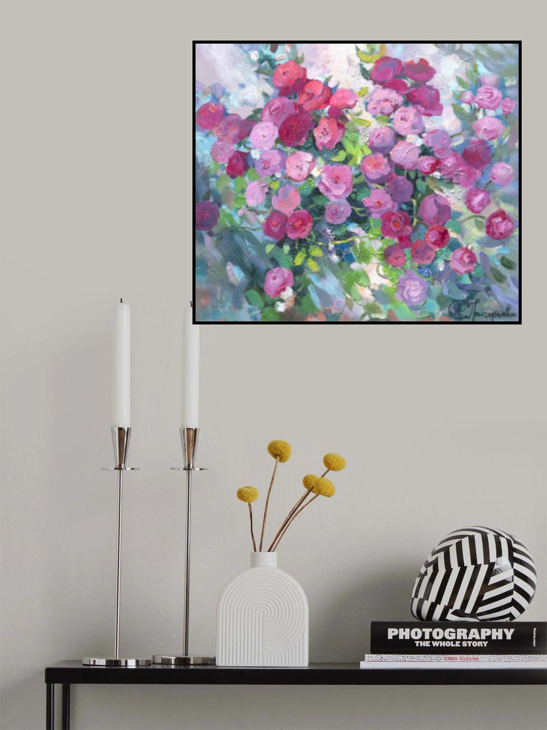 Pink Flowerbed Poster och Canvastavla
