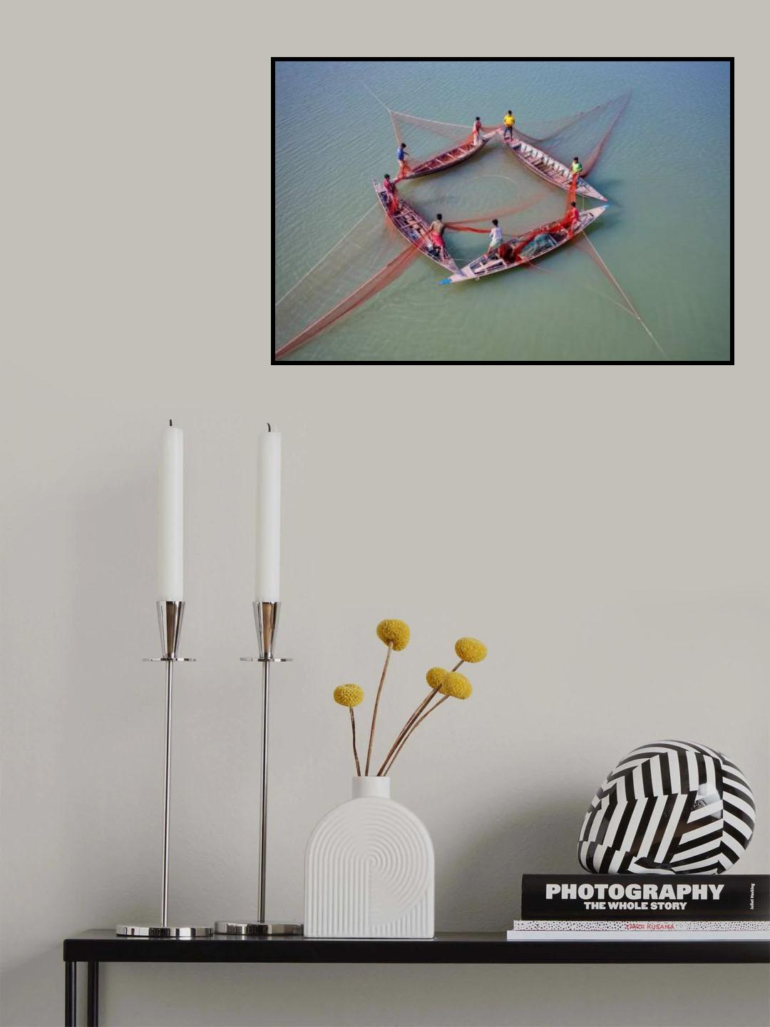 Fishing with four boats Poster och Canvastavla