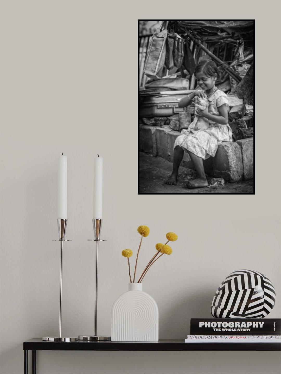 A girl with a puppy Poster och Canvastavla