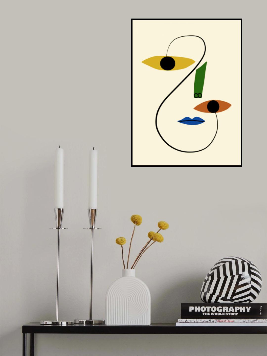 Line Art Face Cut Out Poster och Canvastavla