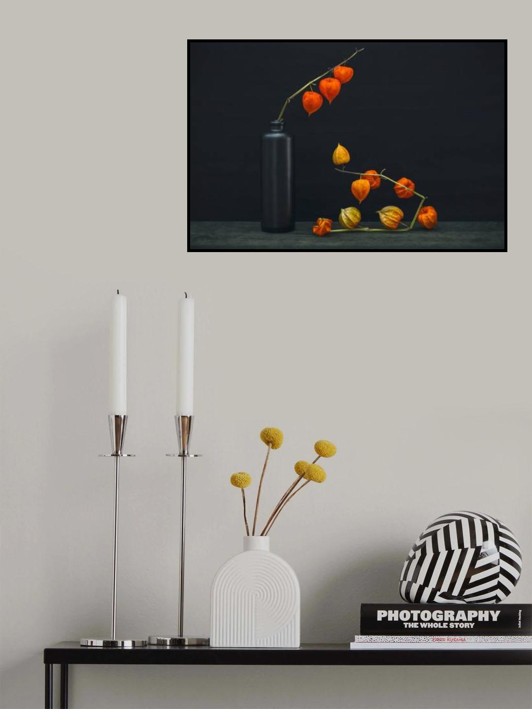 Still life with a branch of Physalis Poster och Canvastavla