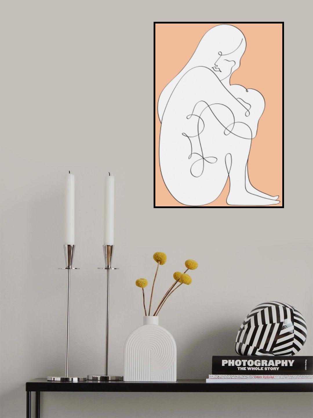 Line Girl in Peach Poster och Canvastavla