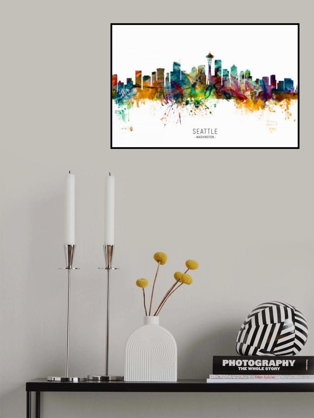 Seattle Washington Skyline Poster och Canvastavla