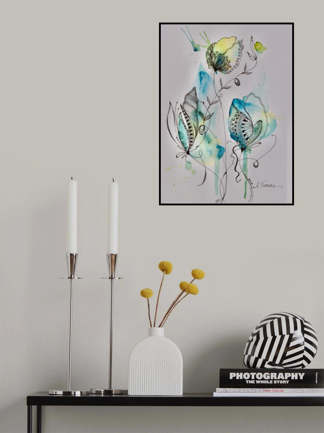 Mandala Floral (green &blue) Poster och Canvastavla