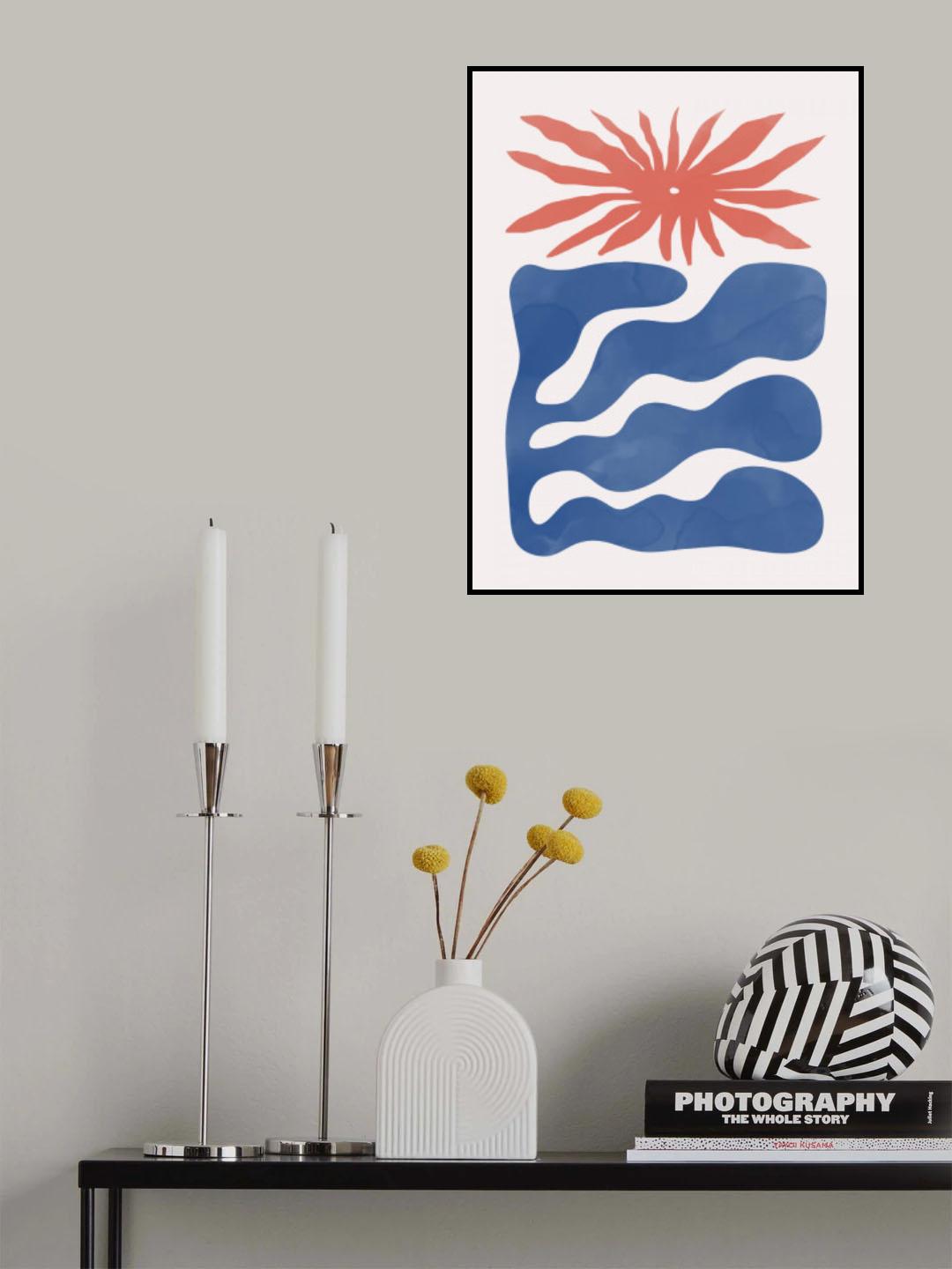 Watercolor Red Floral Poster och Canvastavla