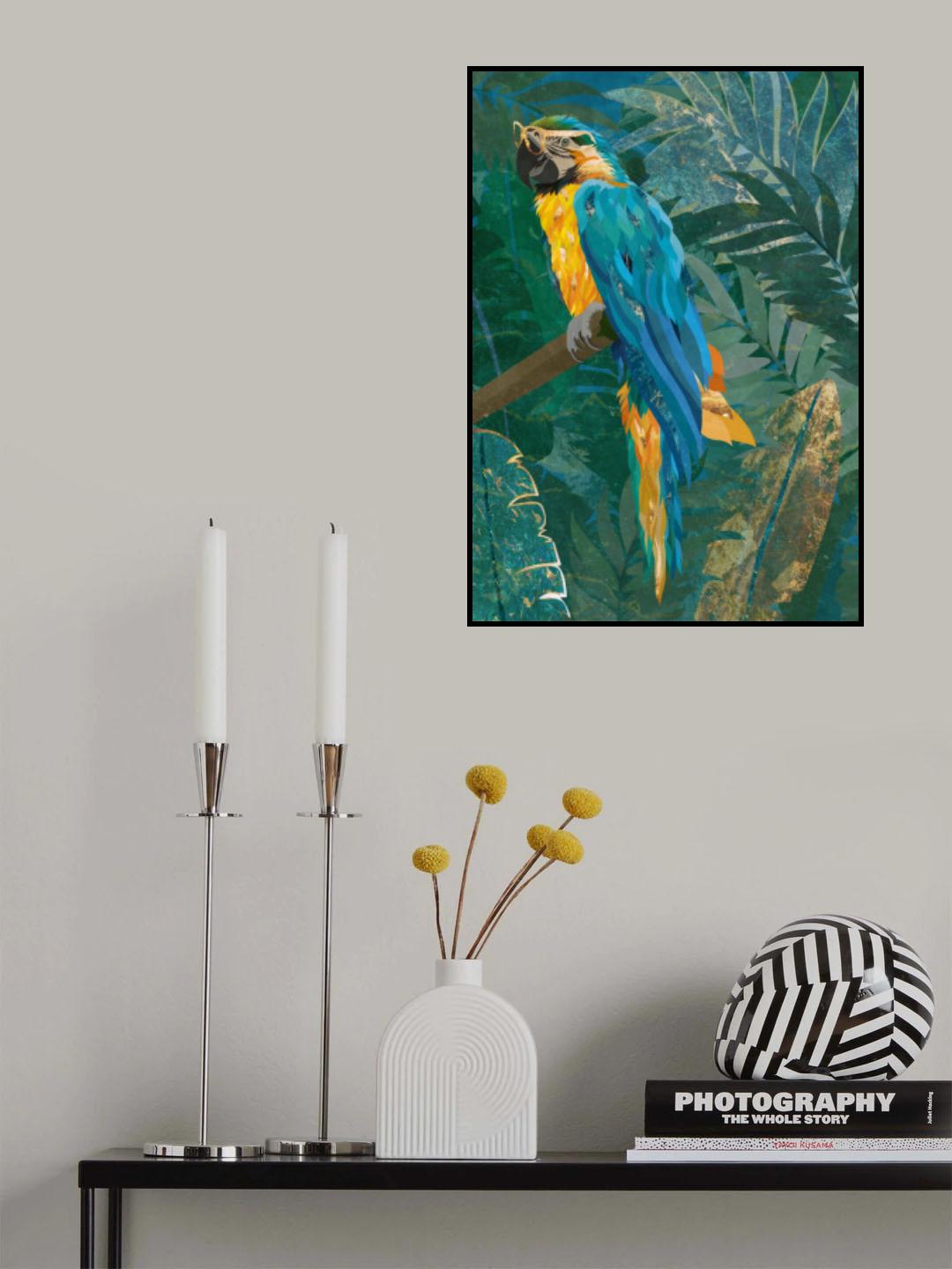 Blue parrot in the rainforest Poster och Canvastavla
