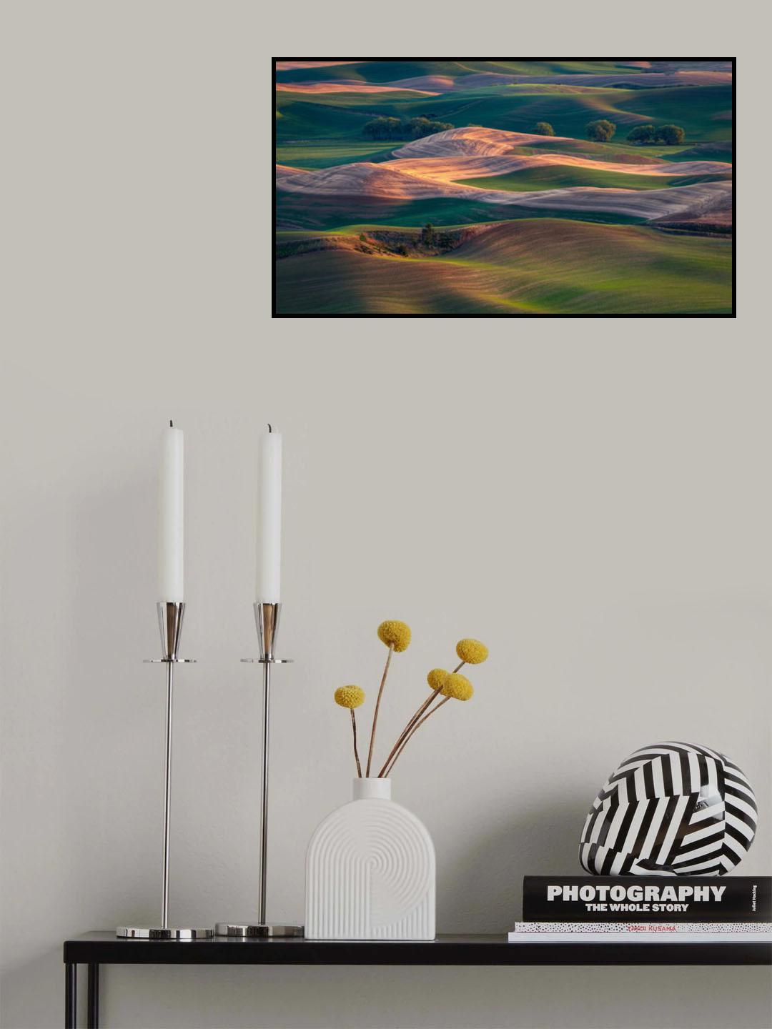 Farmland at sunset Poster och Canvastavla