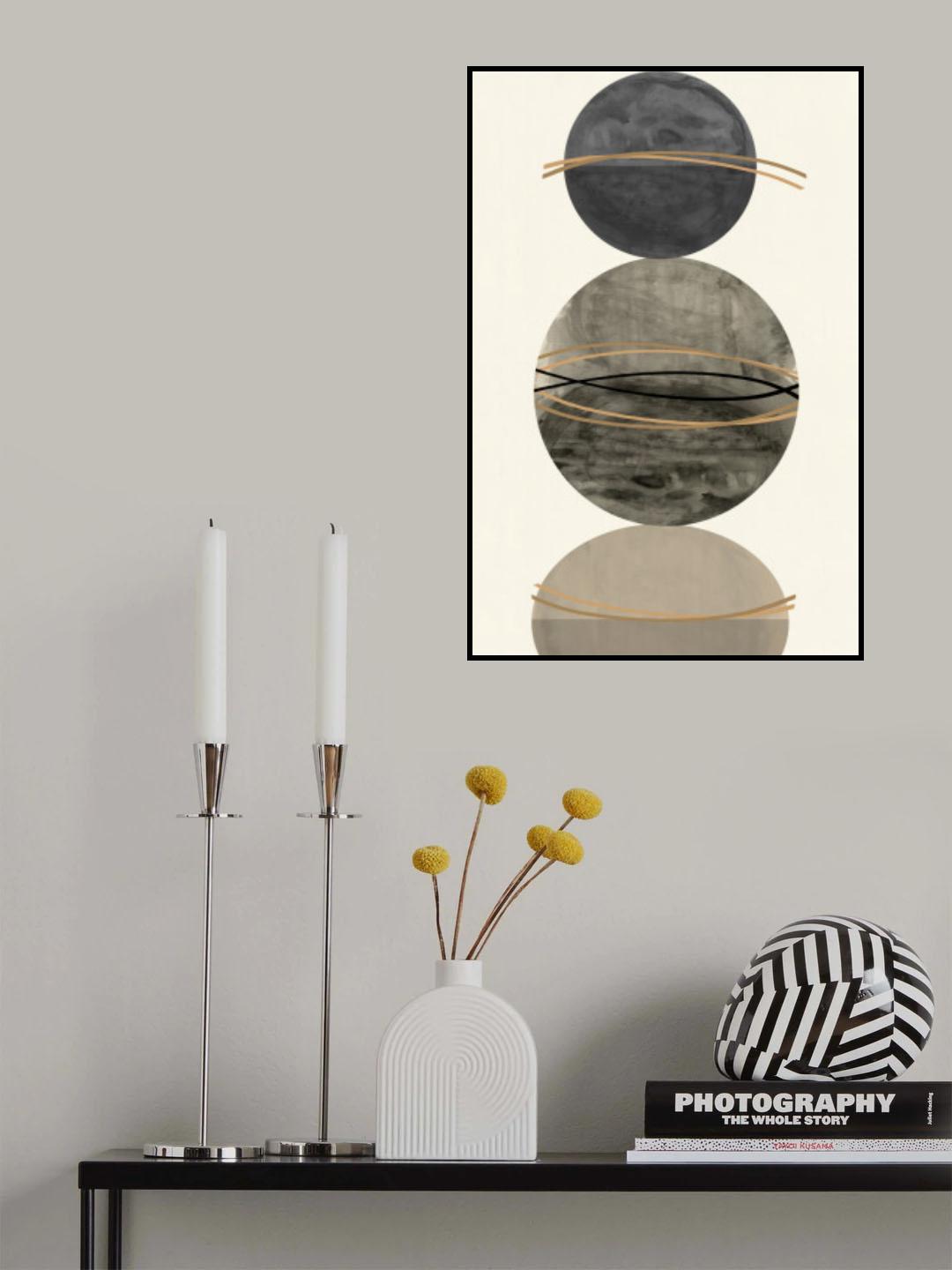 3 Grey and Gold Spheres 1 Poster och Canvastavla