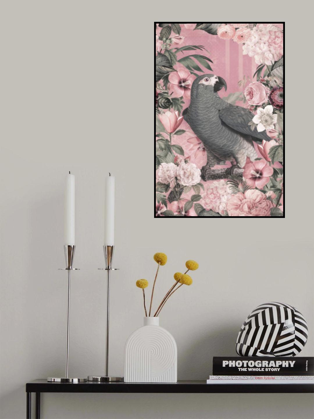 The Parrots Paradise Garden 2 Pastel Pink Poster och Canvastavla