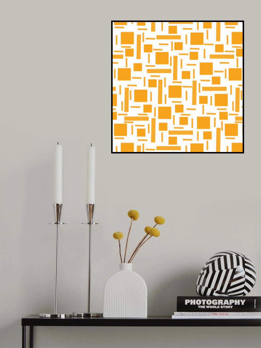 Shapely#2 Orange Geometric Abstract Poster och Canvastavla