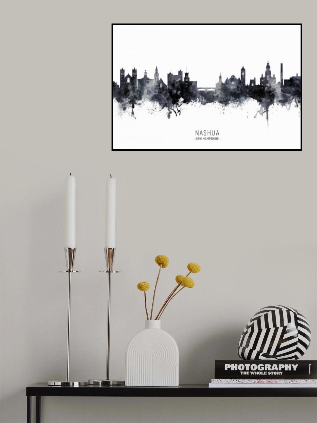 Nashua New Hampshire Skyline Poster och Canvastavla