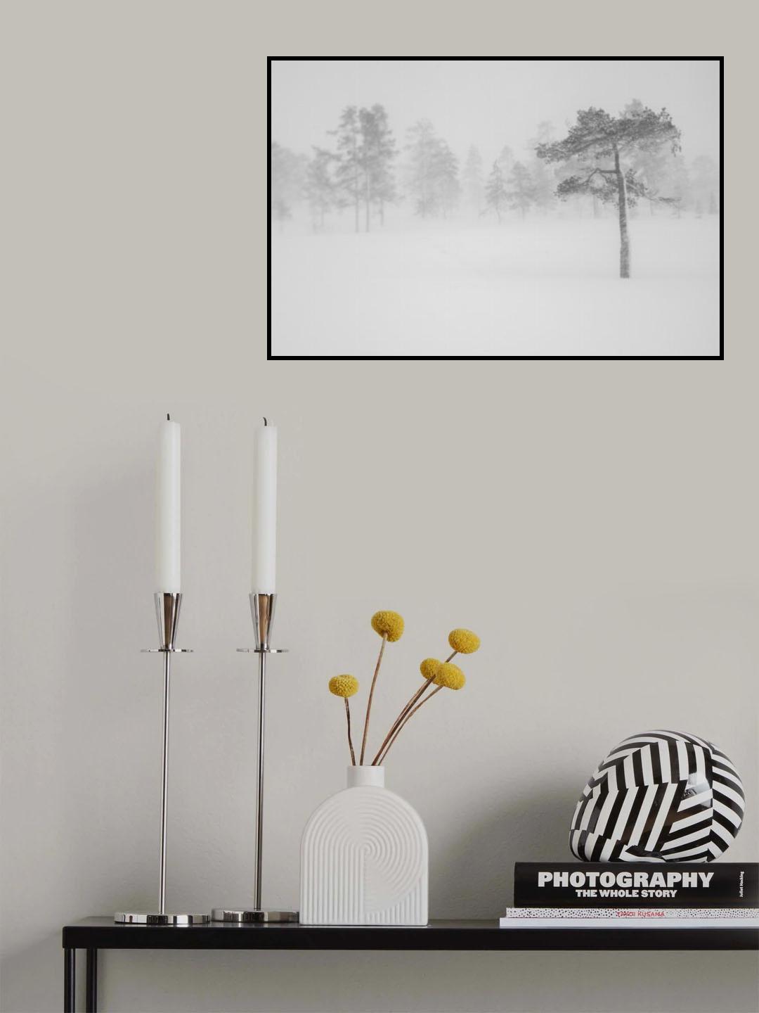 Tree in snowstorm Poster och Canvastavla