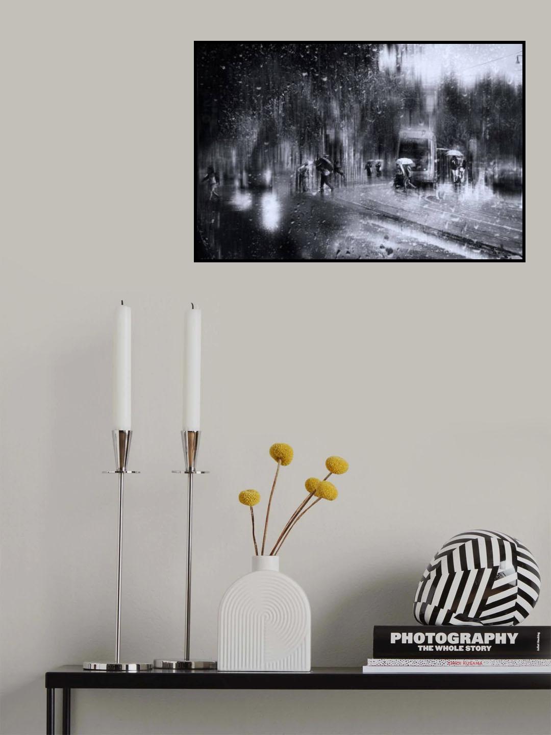 Viale Trastevere in the rain - Rome Poster och Canvastavla