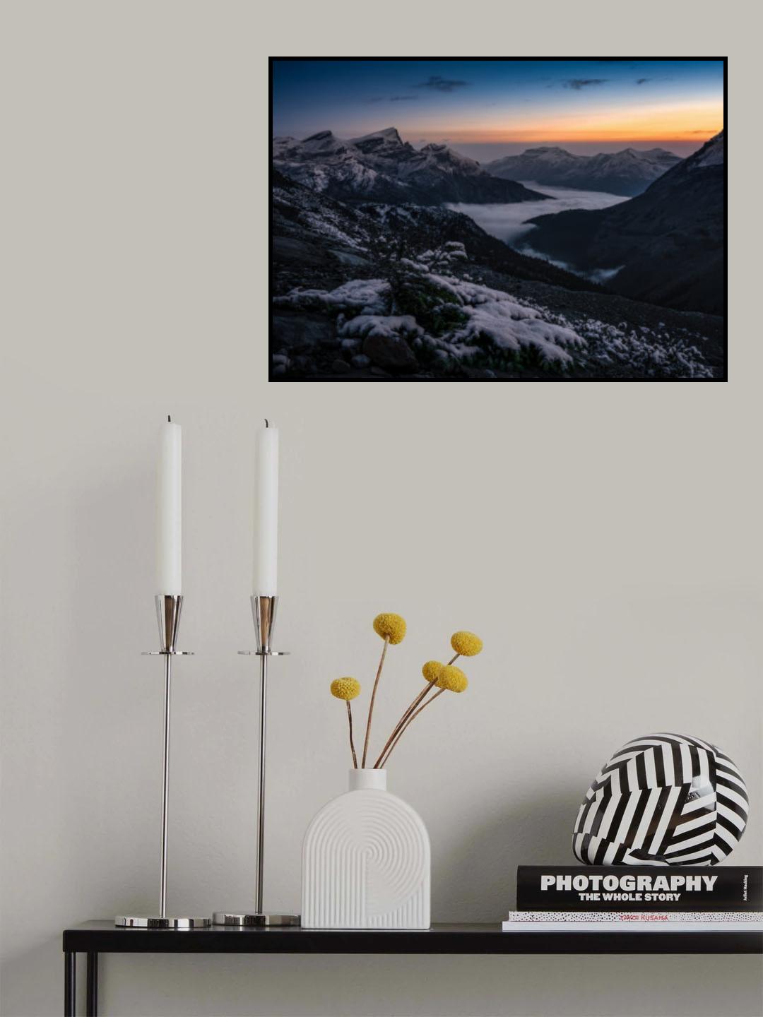 A winter-like summer morning at Bow hut summit Poster och Canvastavla