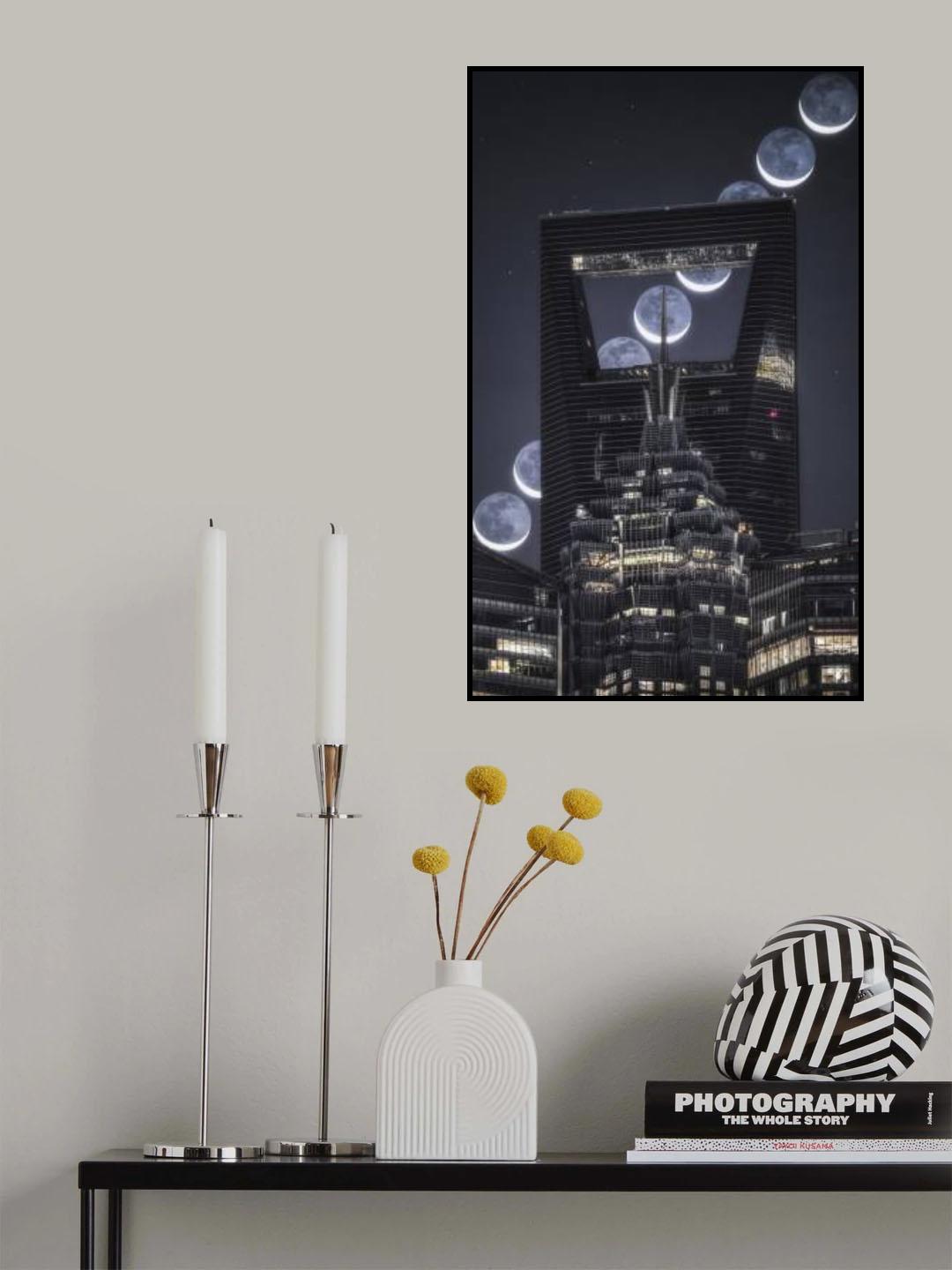 Crescent Moon over Shanghai Poster och Canvastavla