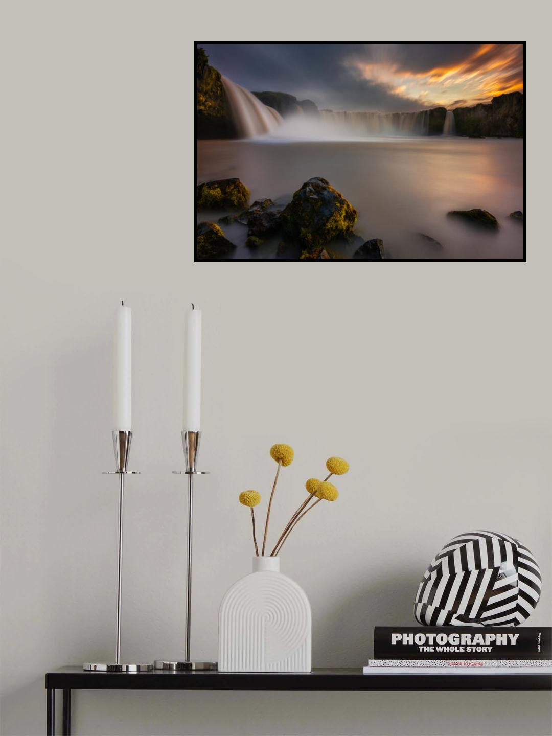 Godafoss Sunset Poster och Canvastavla