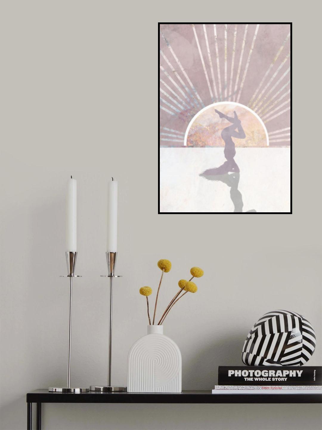 Pink Gold Sun Yoga 5 Poster och Canvastavla