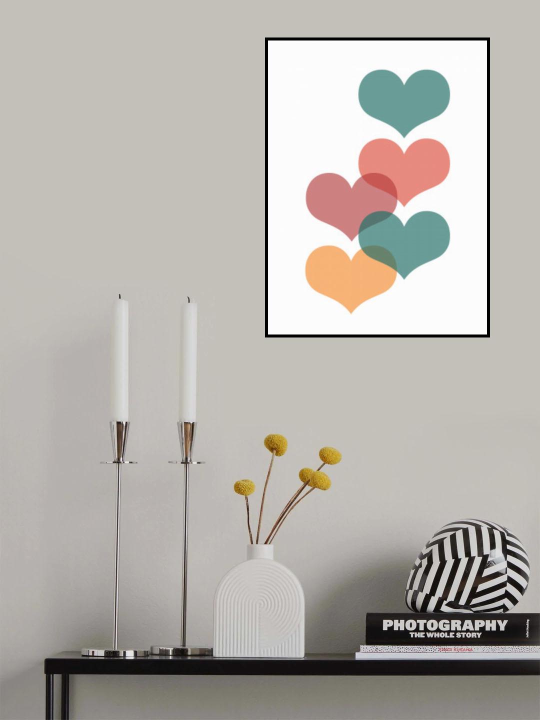 Mid century hearts Poster och Canvastavla