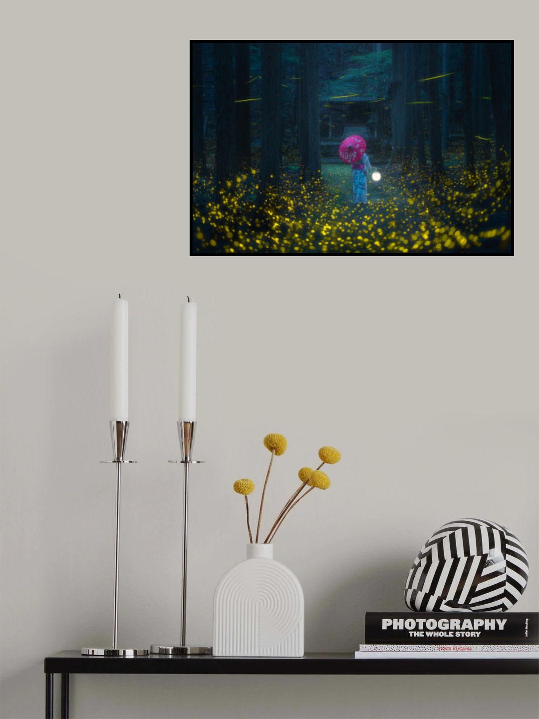 Japanese kimono and sea of fireflies Poster och Canvastavla