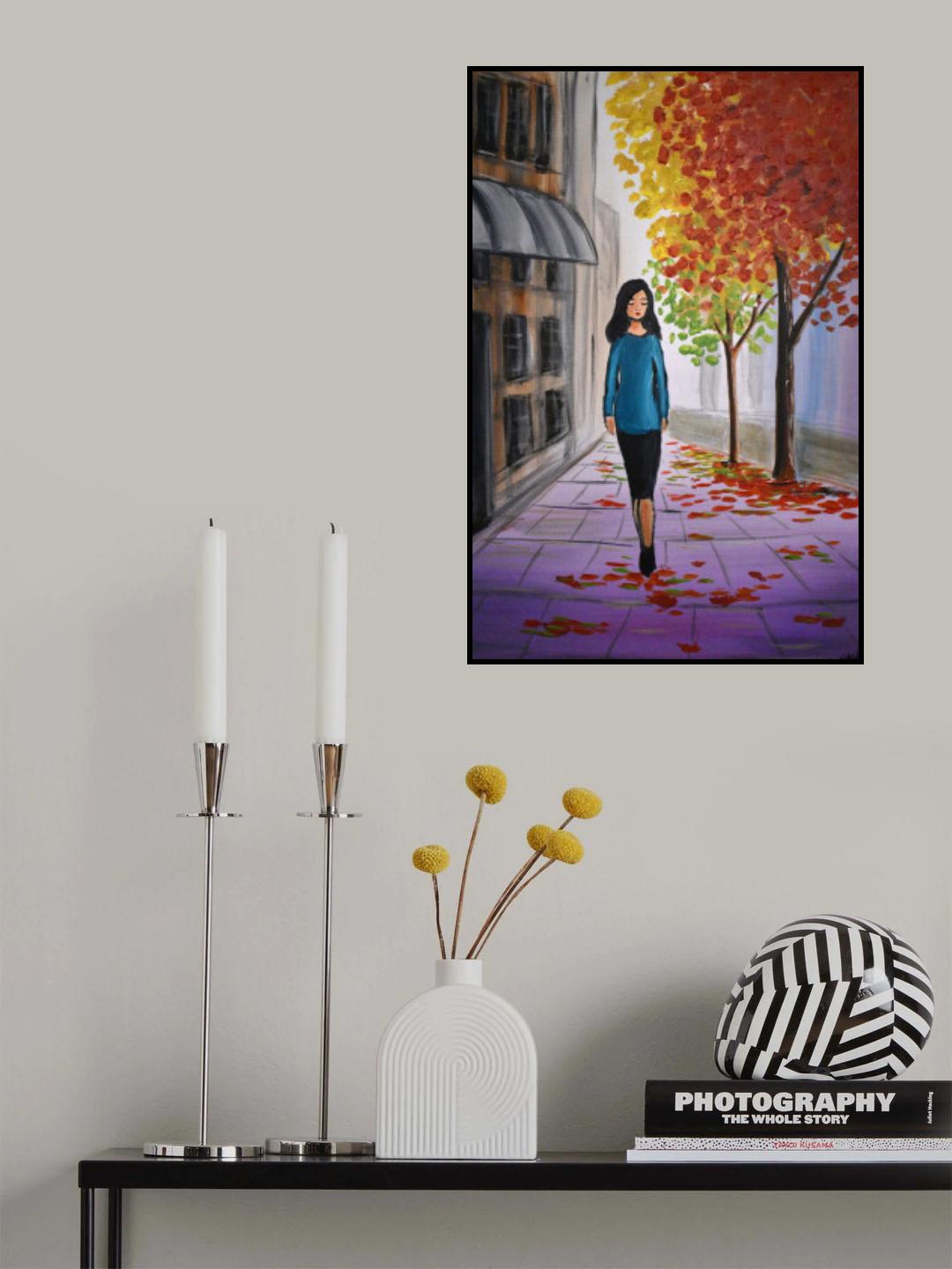 Autumn City Walk Poster och Canvastavla