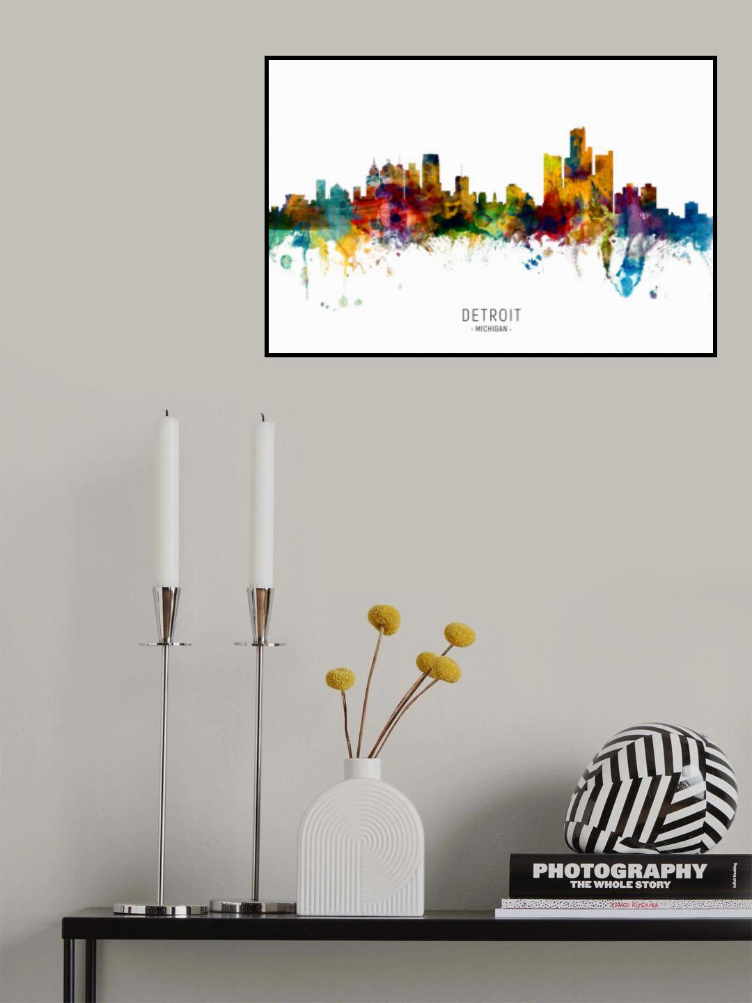 Detroit Michigan Skyline Poster och Canvastavla