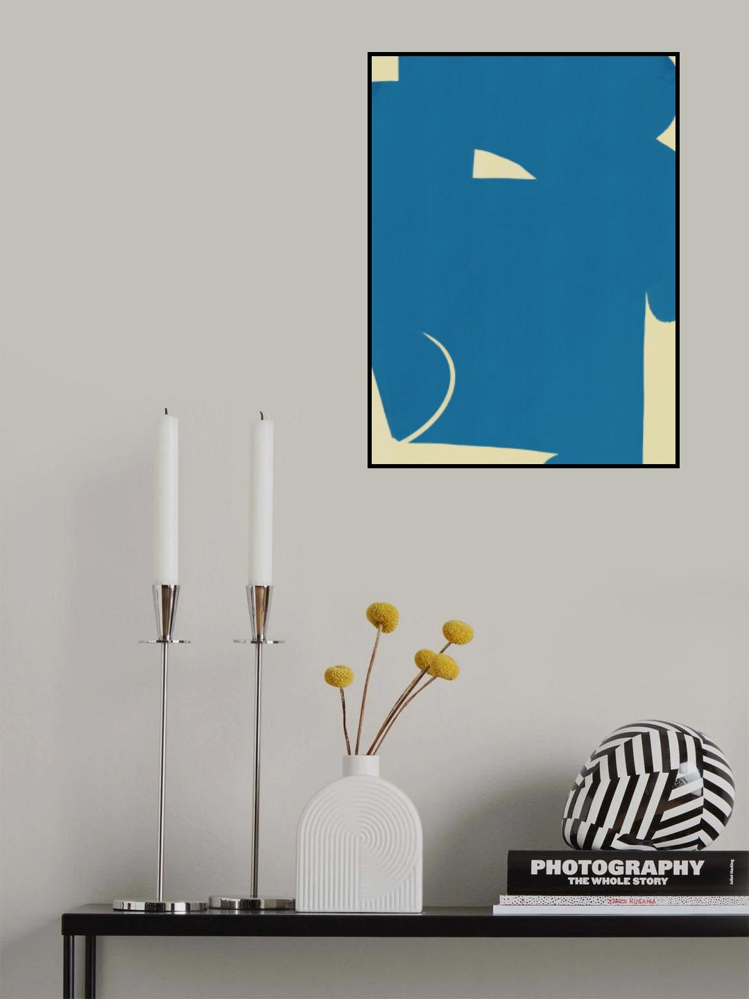 Large Abstract Cut Out In Blue Poster och Canvastavla