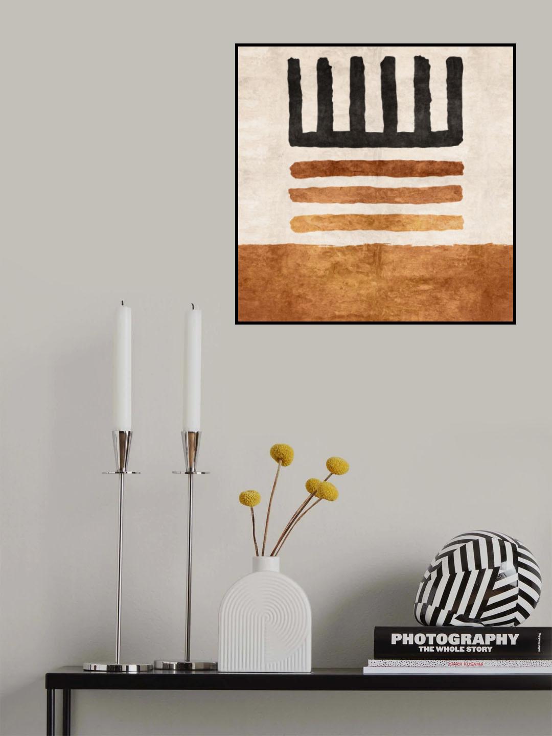 Geometrik Cizgili Kilim Turuncu Poster och Canvastavla